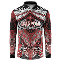 Aotearoa Iwi Ngapuhi Personalised Button Sweatshirt Maori Kowhaiwhai Pattern LT19 Red - Polynesian Pride