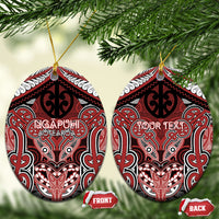 Aotearoa Iwi Ngapuhi Personalised Ceramic Ornament Maori Kowhaiwhai Pattern LT19 Oval Red - Polynesian Pride