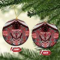 Aotearoa Iwi Ngapuhi Personalised Ceramic Ornament Maori Kowhaiwhai Pattern LT19 Circle Red - Polynesian Pride