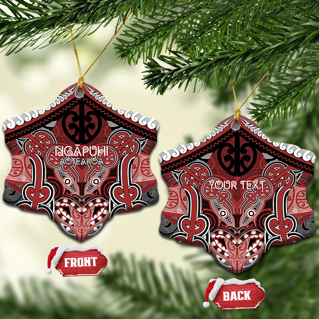 Aotearoa Iwi Ngapuhi Personalised Ceramic Ornament Maori Kowhaiwhai Pattern LT19 Snow Flake Red - Polynesian Pride