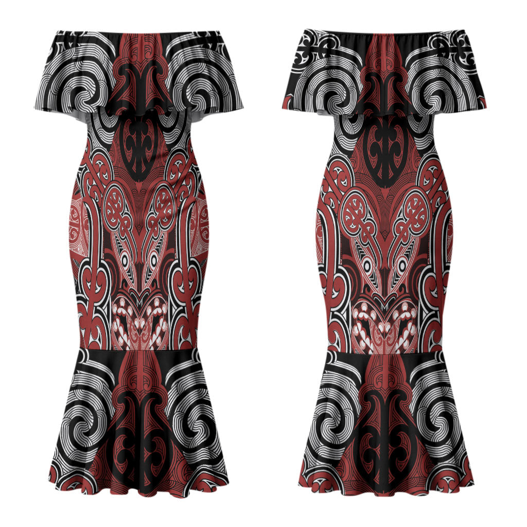 Aotearoa Iwi Ngapuhi Personalised Couples Matching Mermaid Dress and Hawaiian Shirt Maori Kowhaiwhai Pattern LT19 - Polynesian Pride