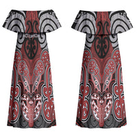 Aotearoa Iwi Ngapuhi Personalised Couples Matching Off Shoulder Maxi Dress and Hawaiian Shirt Maori Kowhaiwhai Pattern LT19 - Polynesian Pride