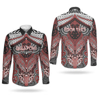 Aotearoa Iwi Ngapuhi Personalised Couples Matching Puletasi and Long Sleeve Button Shirt Maori Kowhaiwhai Pattern LT19 - Polynesian Pride