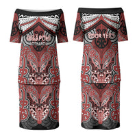 Aotearoa Iwi Ngapuhi Personalised Couples Matching Puletasi and Long Sleeve Button Shirt Maori Kowhaiwhai Pattern LT19 - Polynesian Pride