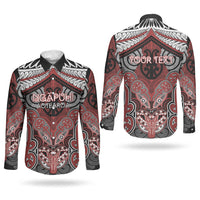 Aotearoa Iwi Ngapuhi Personalised Couples Matching Short Sleeve Bodycon Dress and Long Sleeve Button Shirt Maori Kowhaiwhai Pattern LT19 - Polynesian Pride