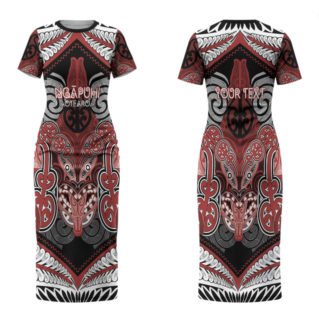 Aotearoa Iwi Ngapuhi Personalised Couples Matching Short Sleeve Bodycon Dress and Long Sleeve Button Shirt Maori Kowhaiwhai Pattern LT19 - Polynesian Pride