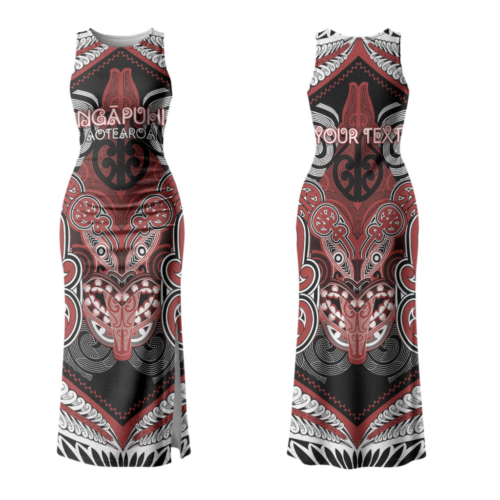 Aotearoa Iwi Ngapuhi Personalised Couples Matching Tank Maxi Dress and Long Sleeve Button Shirt Maori Kowhaiwhai Pattern LT19 - Polynesian Pride