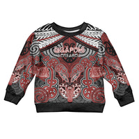 Aotearoa Iwi Ngapuhi Personalised Kid Ugly Christmas Sweater Maori Kowhaiwhai Pattern LT19 Kid Red - Polynesian Pride