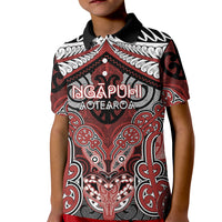 Aotearoa Iwi Ngapuhi Personalised Kid Polo Shirt Maori Kowhaiwhai Pattern LT19 Kid Red - Polynesian Pride
