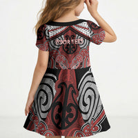 Aotearoa Iwi Ngapuhi Personalised Kid Short Sleeve Dress Maori Kowhaiwhai Pattern LT19 - Polynesian Pride