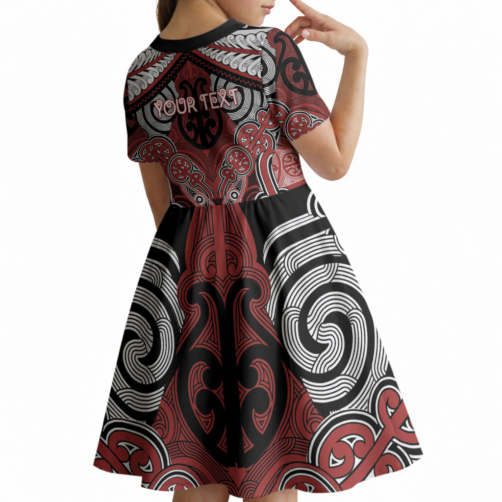 Aotearoa Iwi Ngapuhi Personalised Kid Short Sleeve Dress Maori Kowhaiwhai Pattern LT19 - Polynesian Pride
