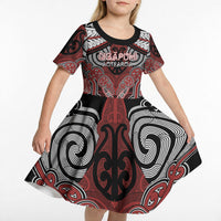 Aotearoa Iwi Ngapuhi Personalised Kid Short Sleeve Dress Maori Kowhaiwhai Pattern LT19 - Polynesian Pride