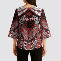 Aotearoa Iwi Ngapuhi Personalised Kimono Sleeve Blouse Maori Kowhaiwhai Pattern LT19 - Polynesian Pride