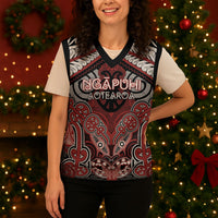 Aotearoa Iwi Ngapuhi Personalised Christmas Knitted V-Neck Vest Maori Kowhaiwhai Pattern LT19 - Polynesian Pride
