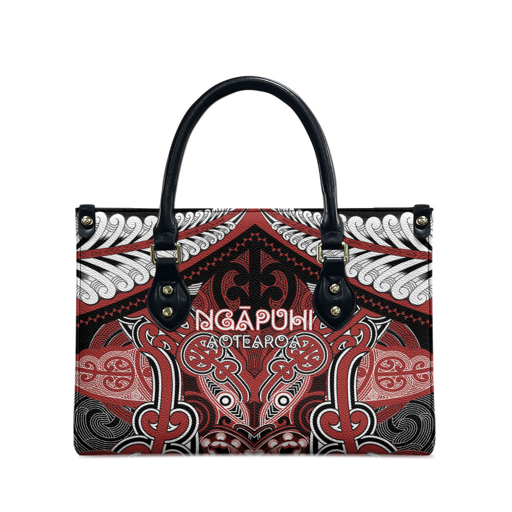 Aotearoa Iwi Ngapuhi Leather Bag Maori Kowhaiwhai Pattern LT19 - Polynesian Pride