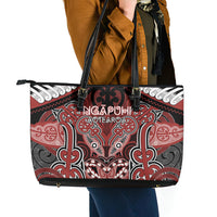 Aotearoa Iwi Ngapuhi Leather Tote Bag Maori Kowhaiwhai Pattern LT19 - Polynesian Pride