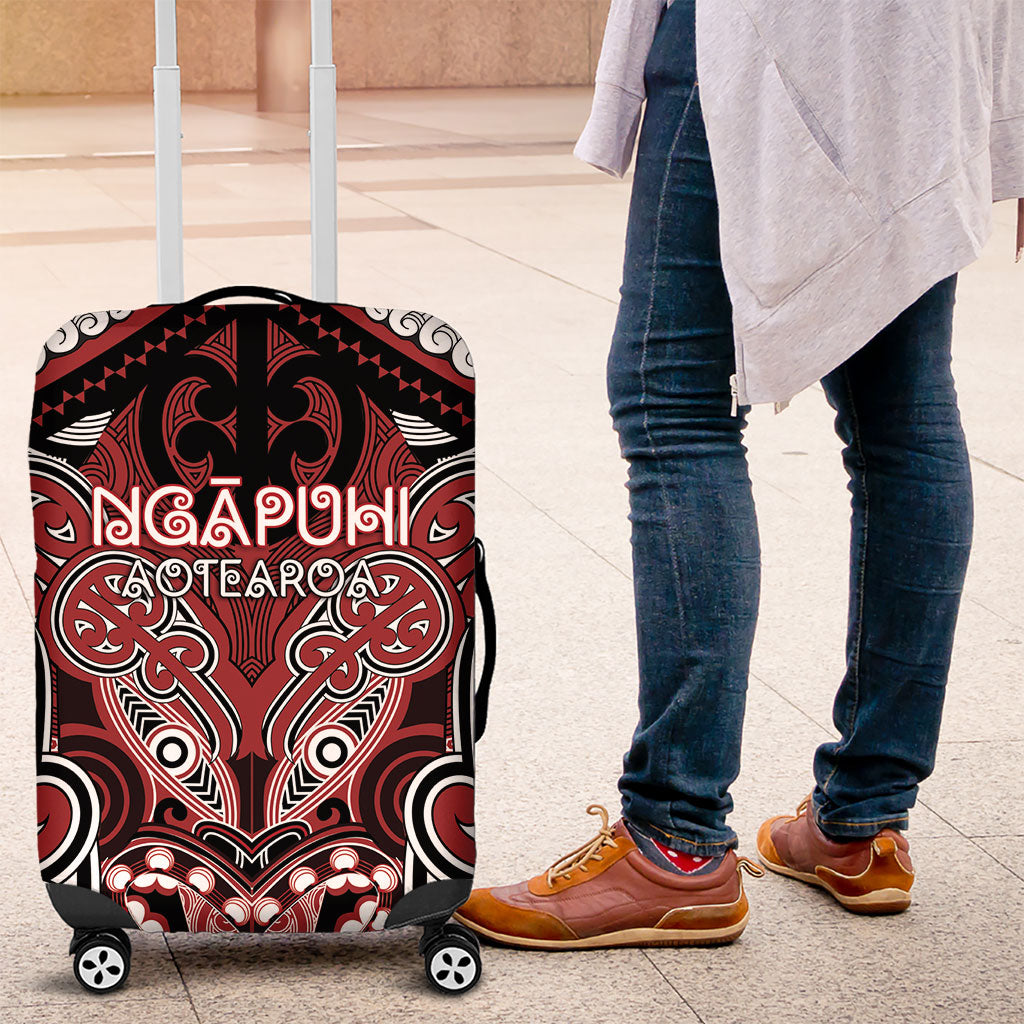 Aotearoa Iwi Ngapuhi Luggage Cover Maori Kowhaiwhai Pattern LT19 Red - Polynesian Pride