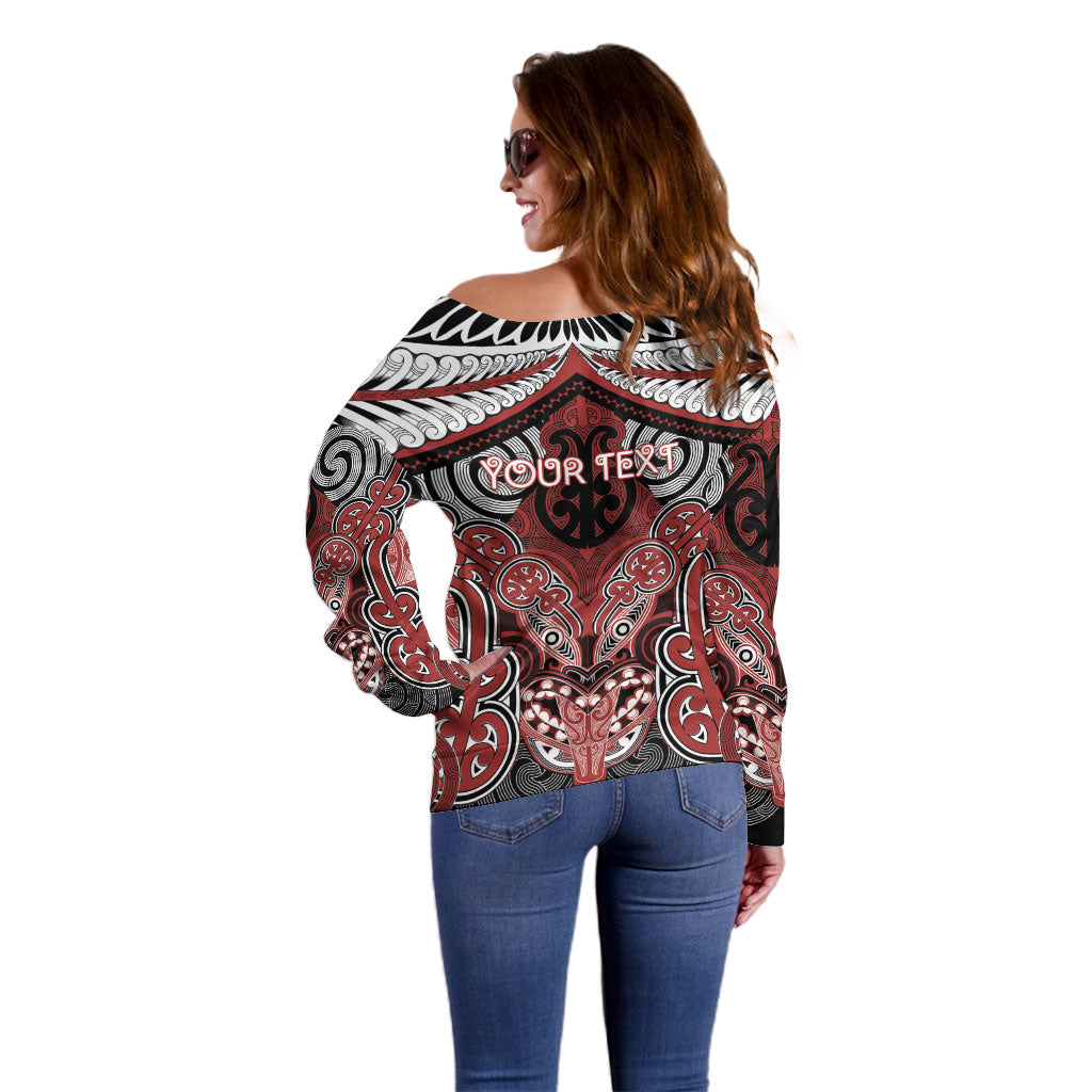 Aotearoa Iwi Ngapuhi Personalised Off Shoulder Sweater Maori Kowhaiwhai Pattern LT19 - Polynesian Pride