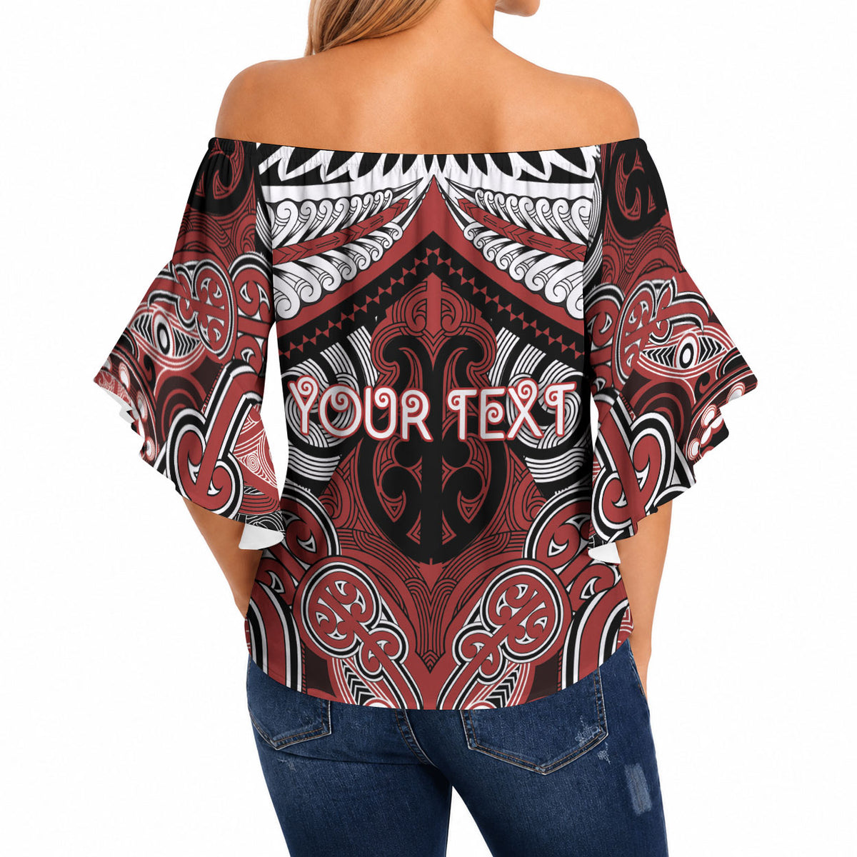 Aotearoa Iwi Ngapuhi Personalised Off Shoulder Wrap Waist Top Maori Kowhaiwhai Pattern LT19 - Polynesian Pride