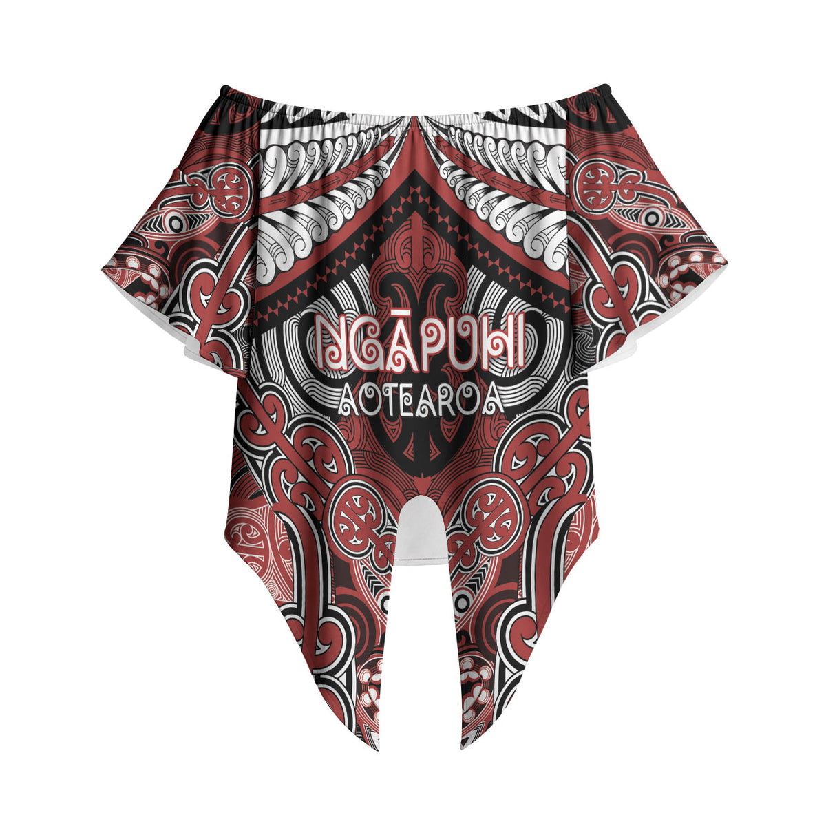 Aotearoa Iwi Ngapuhi Personalised Off Shoulder Wrap Waist Top Maori Kowhaiwhai Pattern LT19 - Polynesian Pride