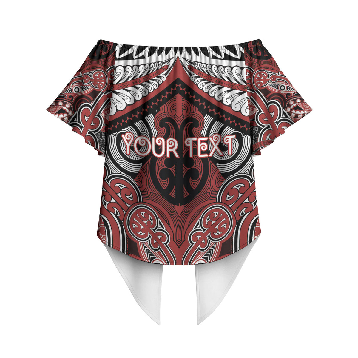 Aotearoa Iwi Ngapuhi Personalised Off Shoulder Wrap Waist Top Maori Kowhaiwhai Pattern LT19 - Polynesian Pride
