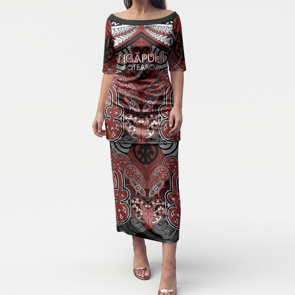Aotearoa Iwi Ngapuhi Personalised Puletasi Maori Kowhaiwhai Pattern LT19 Long Dress Red - Polynesian Pride