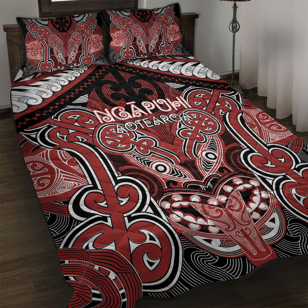 Aotearoa Iwi Ngapuhi Quilt Bed Set Maori Kowhaiwhai Pattern LT19 Red - Polynesian Pride