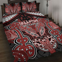 Aotearoa Iwi Ngapuhi Quilt Bed Set Maori Kowhaiwhai Pattern LT19 Red - Polynesian Pride