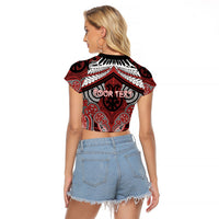 Aotearoa Iwi Ngapuhi Personalised Raglan Cropped T Shirt Maori Kowhaiwhai Pattern LT19 - Polynesian Pride