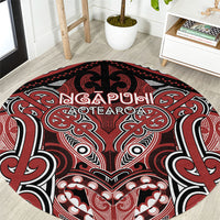 Aotearoa Iwi Ngapuhi Round Carpet Maori Kowhaiwhai Pattern LT19 Red - Polynesian Pride
