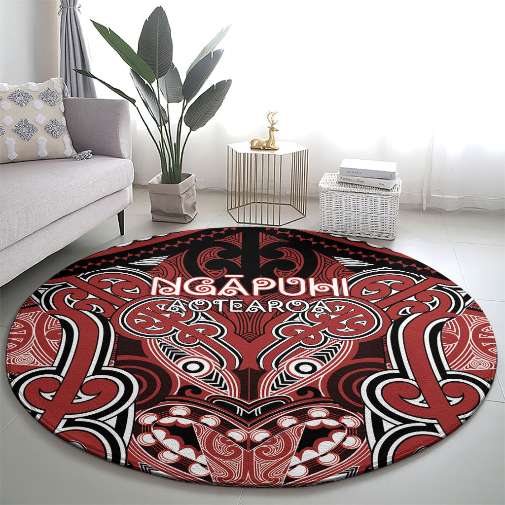 Aotearoa Iwi Ngapuhi Round Carpet Maori Kowhaiwhai Pattern LT19 - Polynesian Pride