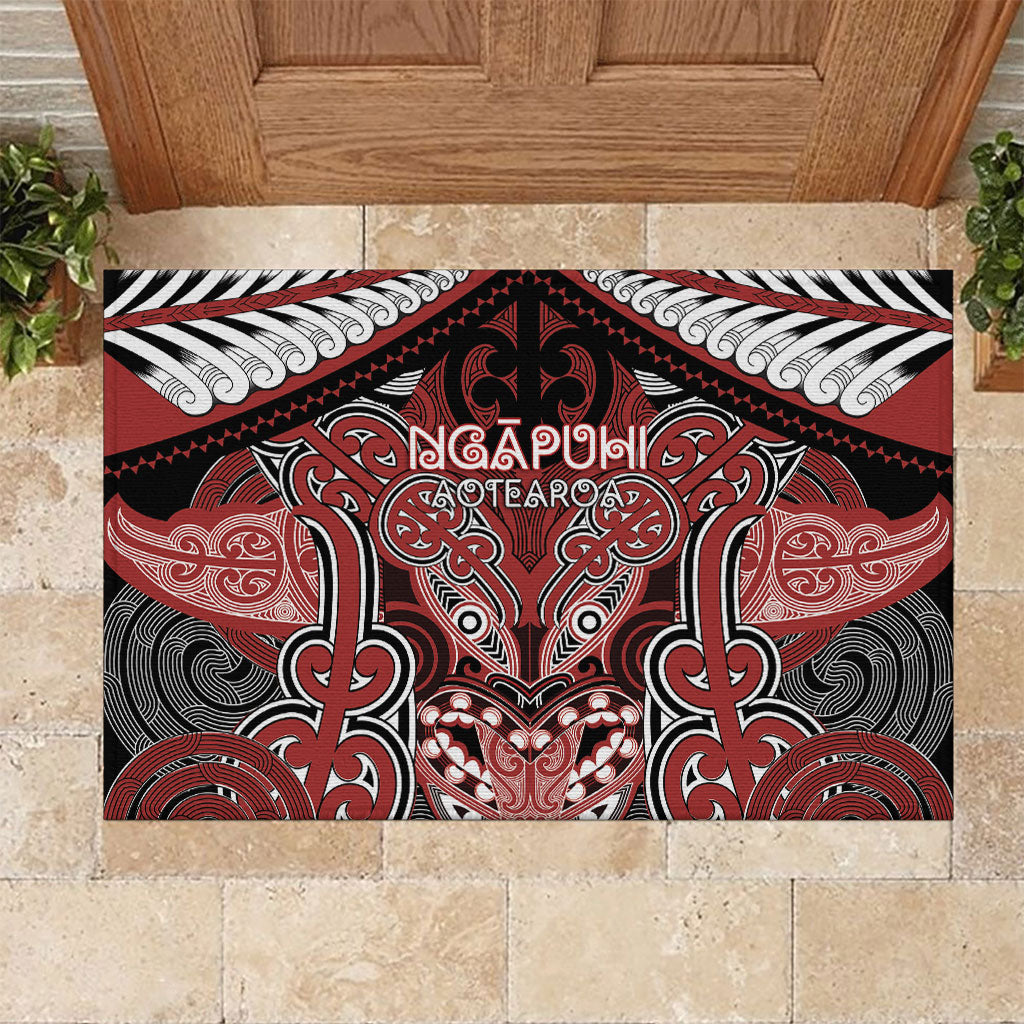 Aotearoa Iwi Ngapuhi Rubber Doormat Maori Kowhaiwhai Pattern LT19 Red - Polynesian Pride