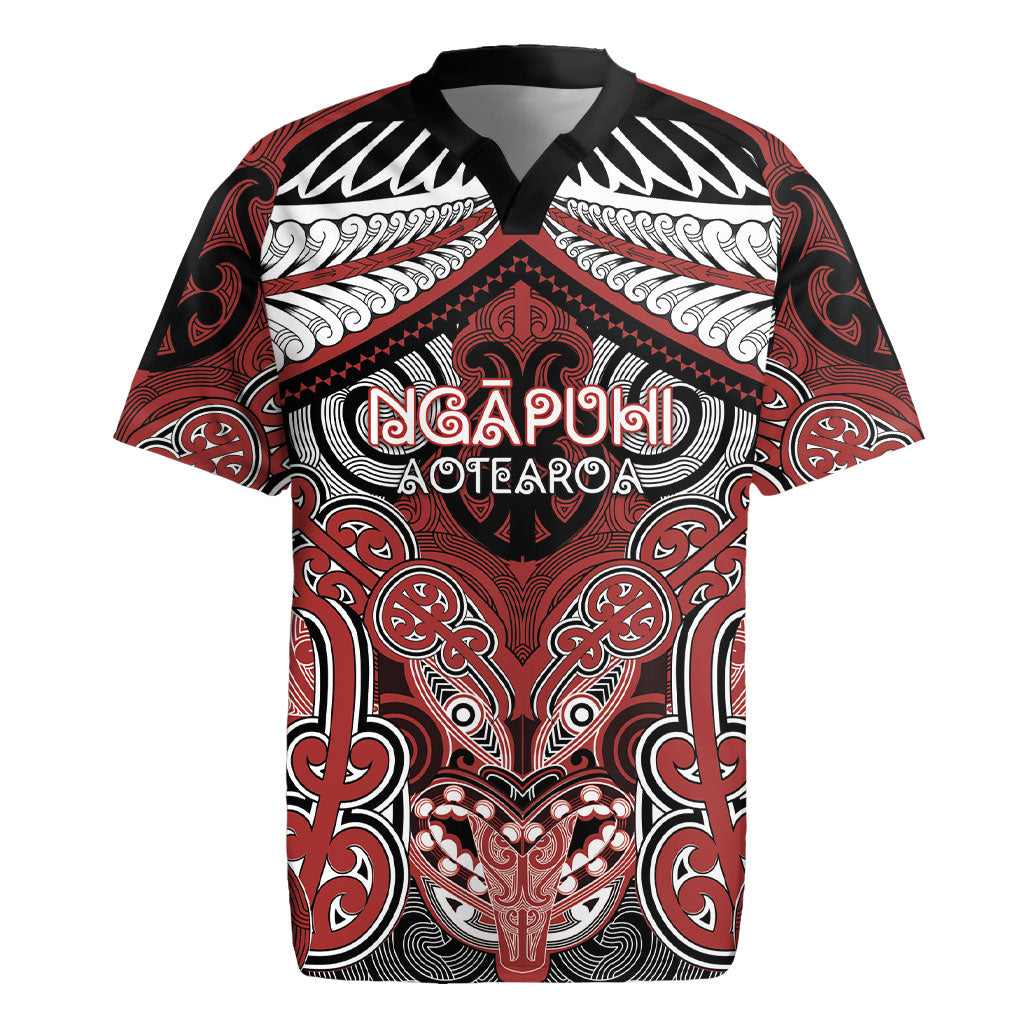 Aotearoa Iwi Ngapuhi Personalised Rugby Jersey Maori Kowhaiwhai Pattern LT19 Red - Polynesian Pride