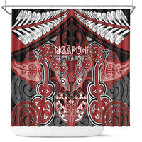 Aotearoa Iwi Ngapuhi Shower Curtain Maori Kowhaiwhai Pattern LT19 Red - Polynesian Pride