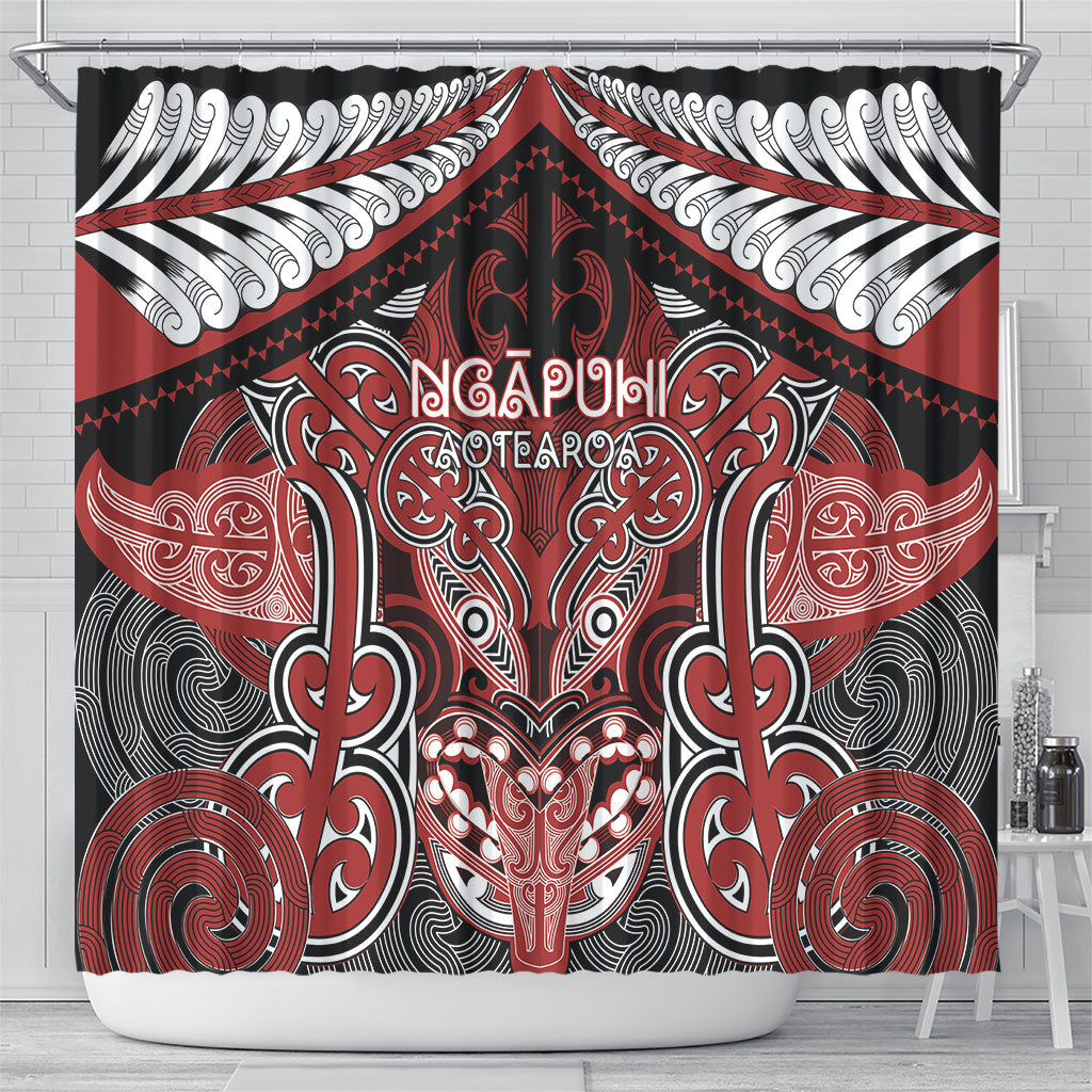 Aotearoa Iwi Ngapuhi Shower Curtain Maori Kowhaiwhai Pattern LT19 - Polynesian Pride