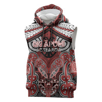 Aotearoa Iwi Ngapuhi Personalised Sleeveless Hoodie Maori Kowhaiwhai Pattern LT19 Red - Polynesian Pride