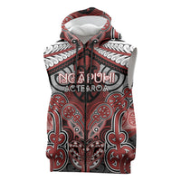 Aotearoa Iwi Ngapuhi Personalised Sleeveless Zip Hoodie Maori Kowhaiwhai Pattern LT19 Red - Polynesian Pride