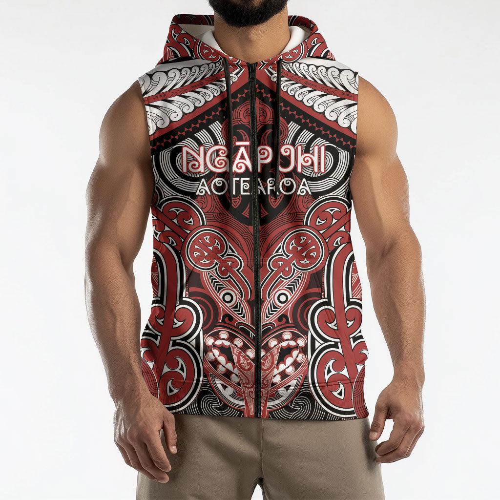 Aotearoa Iwi Ngapuhi Personalised Sleeveless Zip Hoodie Maori Kowhaiwhai Pattern LT19 - Polynesian Pride