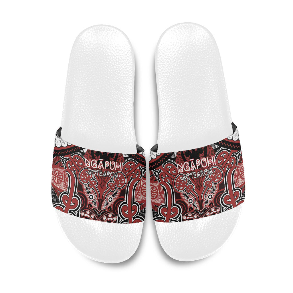 Aotearoa Iwi Ngapuhi Slide Sandals Maori Kowhaiwhai Pattern LT19 Red - Polynesian Pride