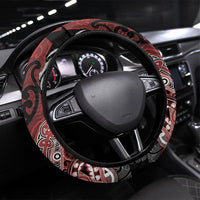 Aotearoa Iwi Ngapuhi Steering Wheel Cover Maori Kowhaiwhai Pattern LT19 Universal Fit Red - Polynesian Pride