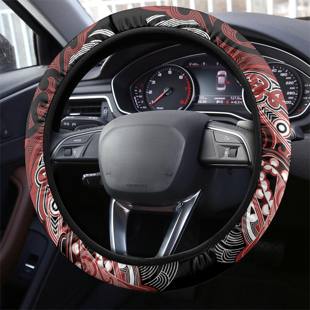 Aotearoa Iwi Ngapuhi Steering Wheel Cover Maori Kowhaiwhai Pattern LT19 - Polynesian Pride