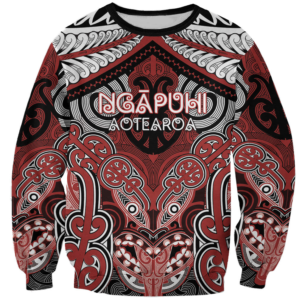 Aotearoa Iwi Ngapuhi Personalised Sweatshirt Maori Kowhaiwhai Pattern LT19 Unisex Red - Polynesian Pride