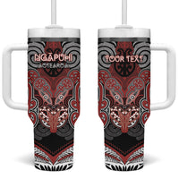 Aotearoa Iwi Ngapuhi Personalised Tumbler With Handle Maori Kowhaiwhai Pattern LT19 One Size: 40 oz Red - Polynesian Pride