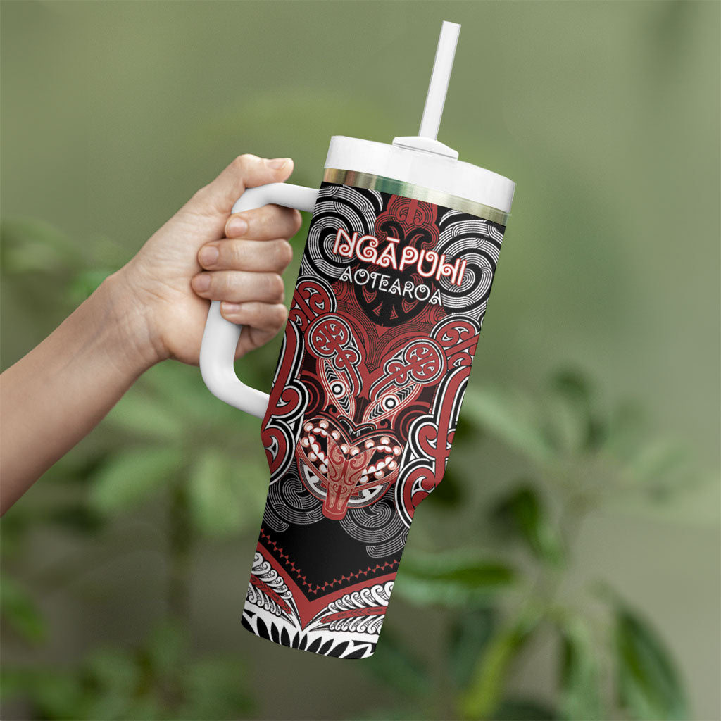 Aotearoa Iwi Ngapuhi Personalised Tumbler With Handle Maori Kowhaiwhai Pattern LT19 - Polynesian Pride