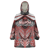 Aotearoa Iwi Ngapuhi Personalised Wearable Blanket Hoodie Maori Kowhaiwhai Pattern LT19 One Size Red - Polynesian Pride