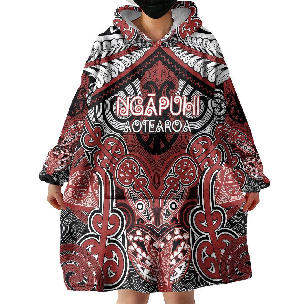 Aotearoa Iwi Ngapuhi Personalised Wearable Blanket Hoodie Maori Kowhaiwhai Pattern LT19 - Polynesian Pride