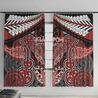 Aotearoa Iwi Ngapuhi Window Curtain Maori Kowhaiwhai Pattern LT19 With Hooks Red - Polynesian Pride