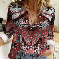 Aotearoa Iwi Ngapuhi Personalised Women Casual Shirt Maori Kowhaiwhai Pattern LT19 Female Red - Polynesian Pride