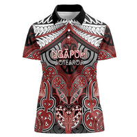 Aotearoa Iwi Ngapuhi Personalised Women Polo Shirt Maori Kowhaiwhai Pattern LT19 Female Red - Polynesian Pride