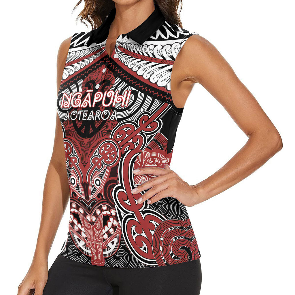 Aotearoa Iwi Ngapuhi Personalised Women Sleeveless Polo Shirt Maori Kowhaiwhai Pattern LT19 - Polynesian Pride